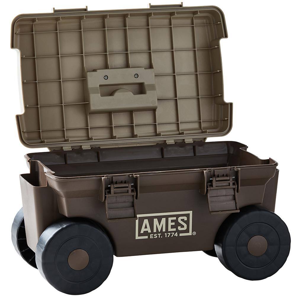 Ames 4 cu.ft. Plastic Rolling and Storage Lawn and Garden Cart 20213200