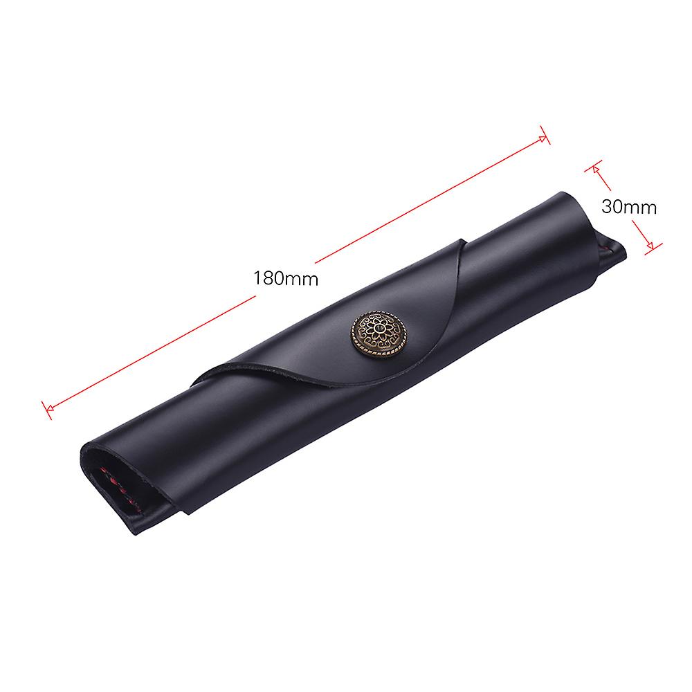 Antique Leather Pen Case Fountain Handmade Sleeve Bag Pouch Protector For Single Pen Stylus Ballpoint 7 * 1.2'' Black