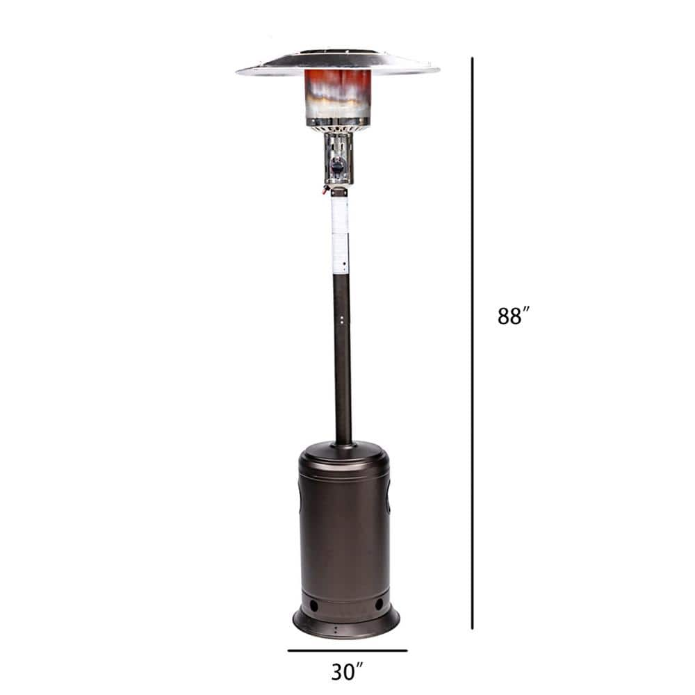 Wildaven 47,000 BTU Outdoor Patio Propane Heater with Portable Wheels, Standing Gas Outside Heater Stainless Steel Burner-Smocha WEL-RA-063002