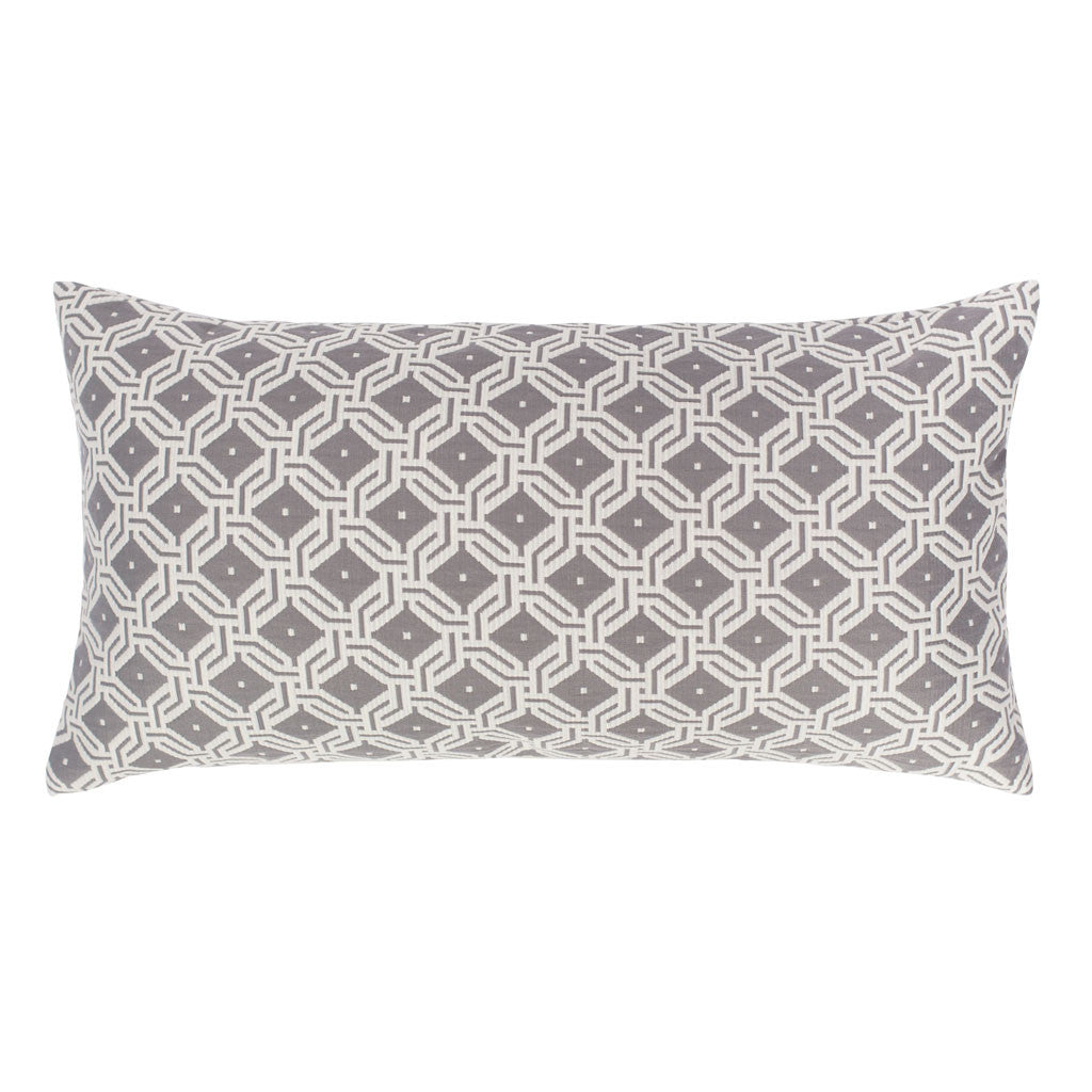 Grey and White Diamond Circlet Throw Pillow