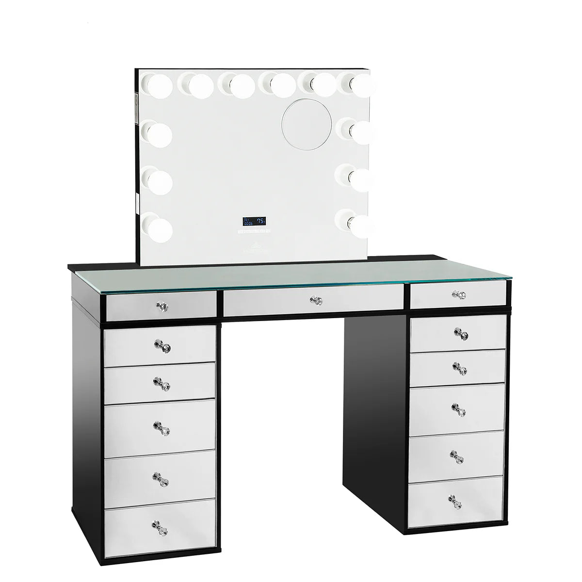 IVFT-SLAYPLUV2M5DR-WHT-N | SlayStation® Plus 2.0 Mirrored Tabletop + Vanity Mirror + 5 Drawer Units Bundle