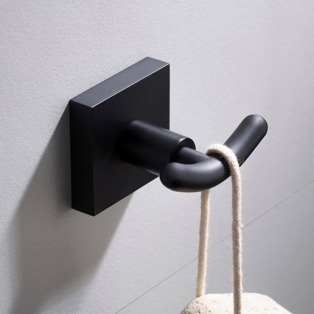 KRAUS Ventus Bathroom Robe and Towel Double Hook in Matte Black KEA-17702MB