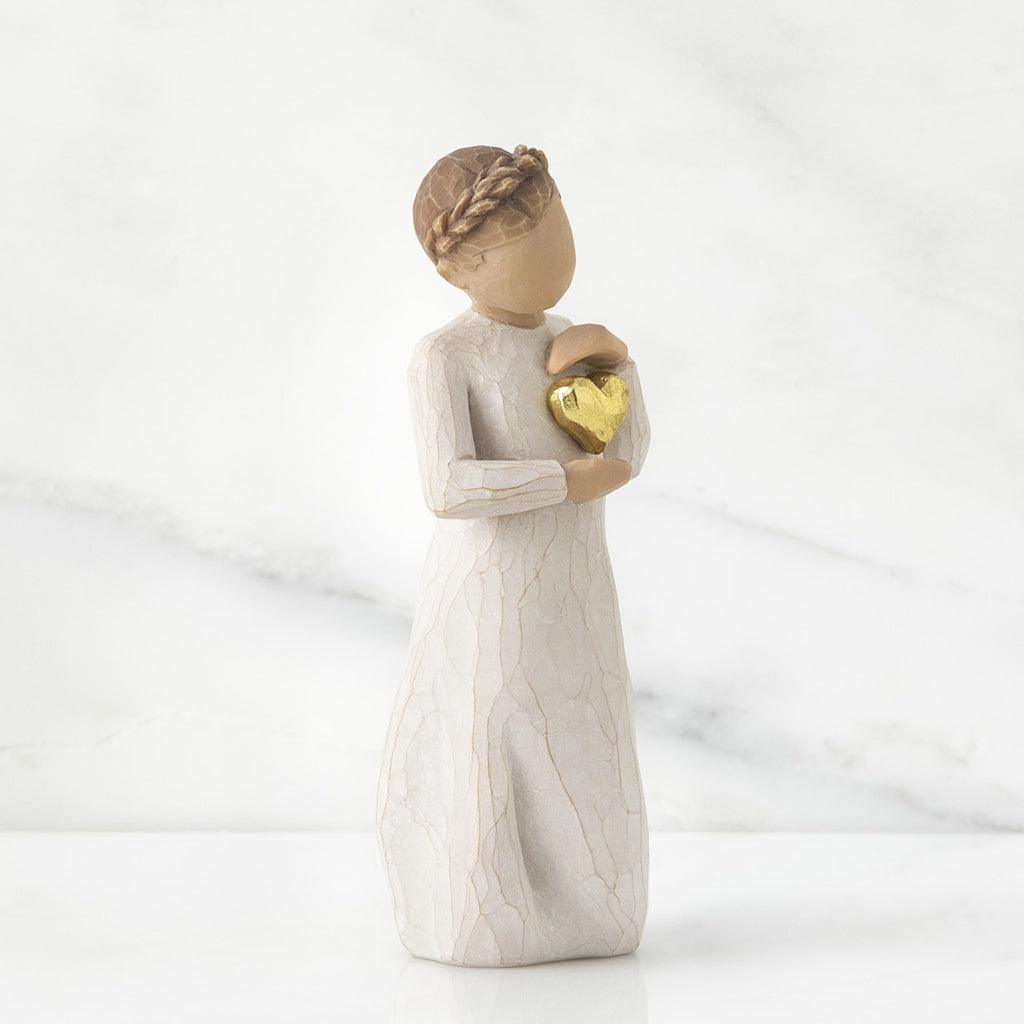 Willow Tree  Keepsake Girl With Gold Heart Figurine