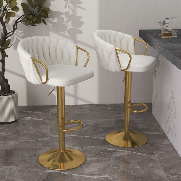 2 Set Counter Height Velvet Bar Stools