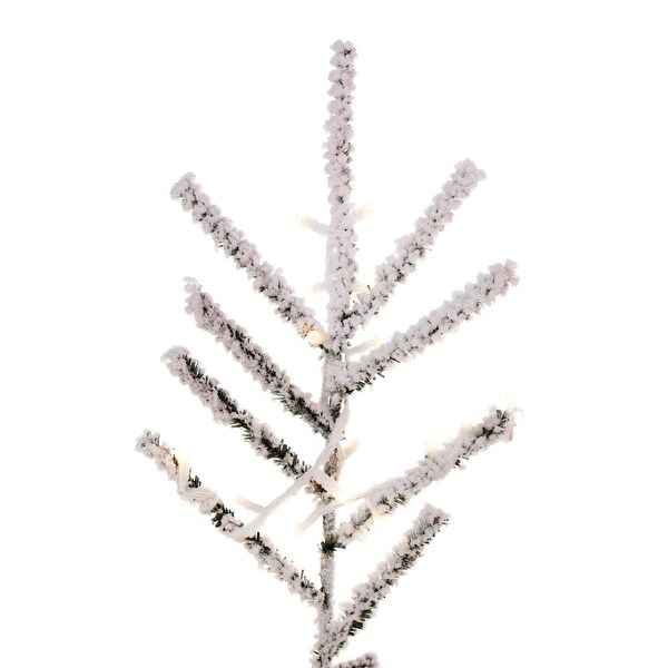 Vickerman 6.5' x 42 Flocked Slim Pistol Pine Artificial Prelit Christmas Tree，Warm White 3mm LED Wide Angle Lights.