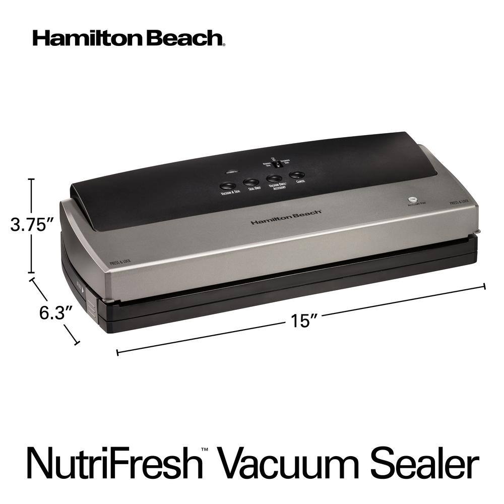 Hamilton Beach Nutrifresh Black Food Vacuum Sealer with Extended Seal 78214