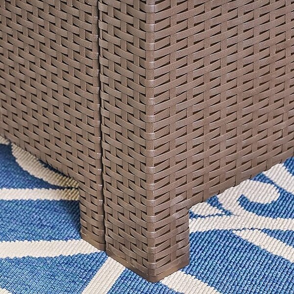 4Pcs Outdoor Faux Wicker Rattan Chat Set with Cushions and Table