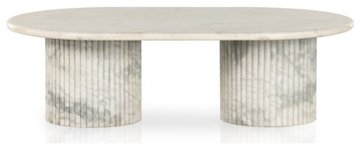 Alwin Coffee Table White Scalloped Marble   Transitional   Coffee Tables   by Rustic Home Furniture Deco  Houzz