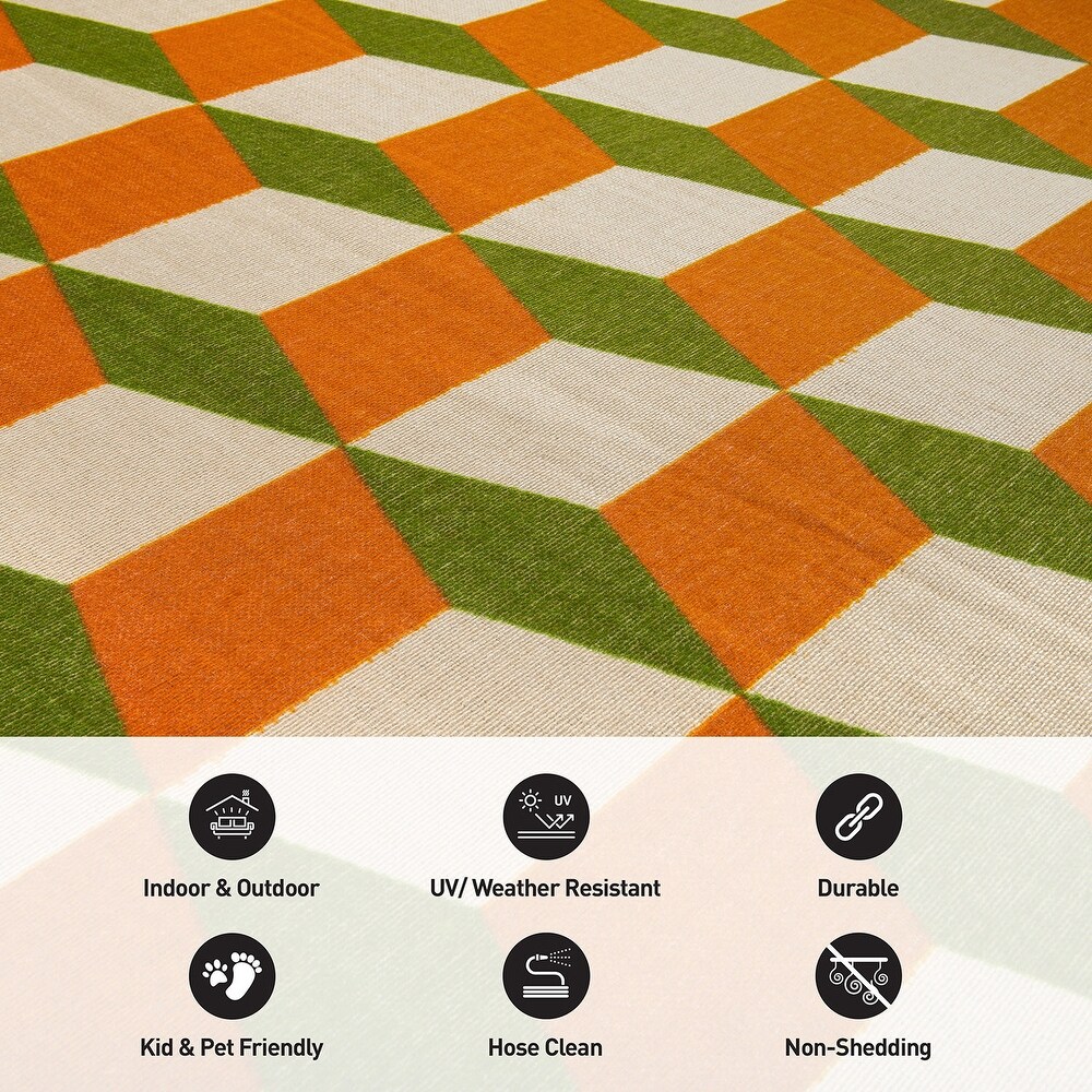 Contemporary Geometric Flatweave Indoor/Outdoor Area Rug