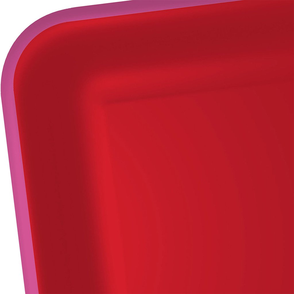 Hallmark  Red With Pink Edge Square Dinner Plates, Set of 8