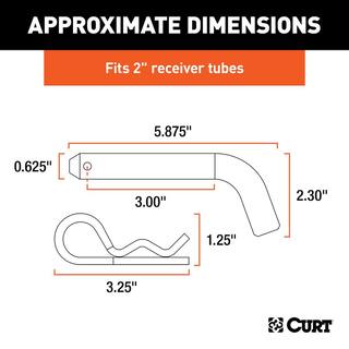 CURT 12 in. Swivel Hitch Pin with 58 in. Adapter (1-14 in. or 2 in. Receiver Zinc Packaged) 21578