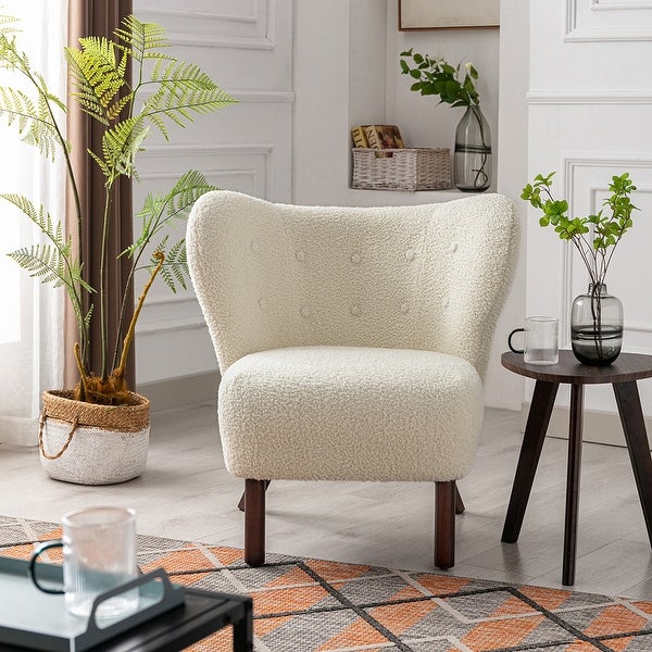 Modern Accent Chair Tufted Side Chair with Solid Wood Legs - 5 Colors