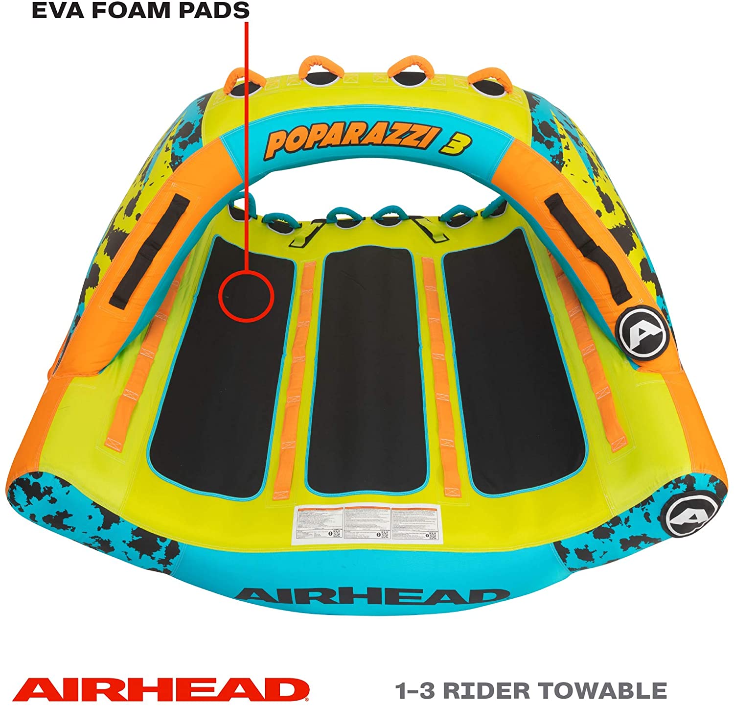 Airhead AHPZ-1750 Poparazzi 3 Person Inflatable Towable Water Lake Boating Tube