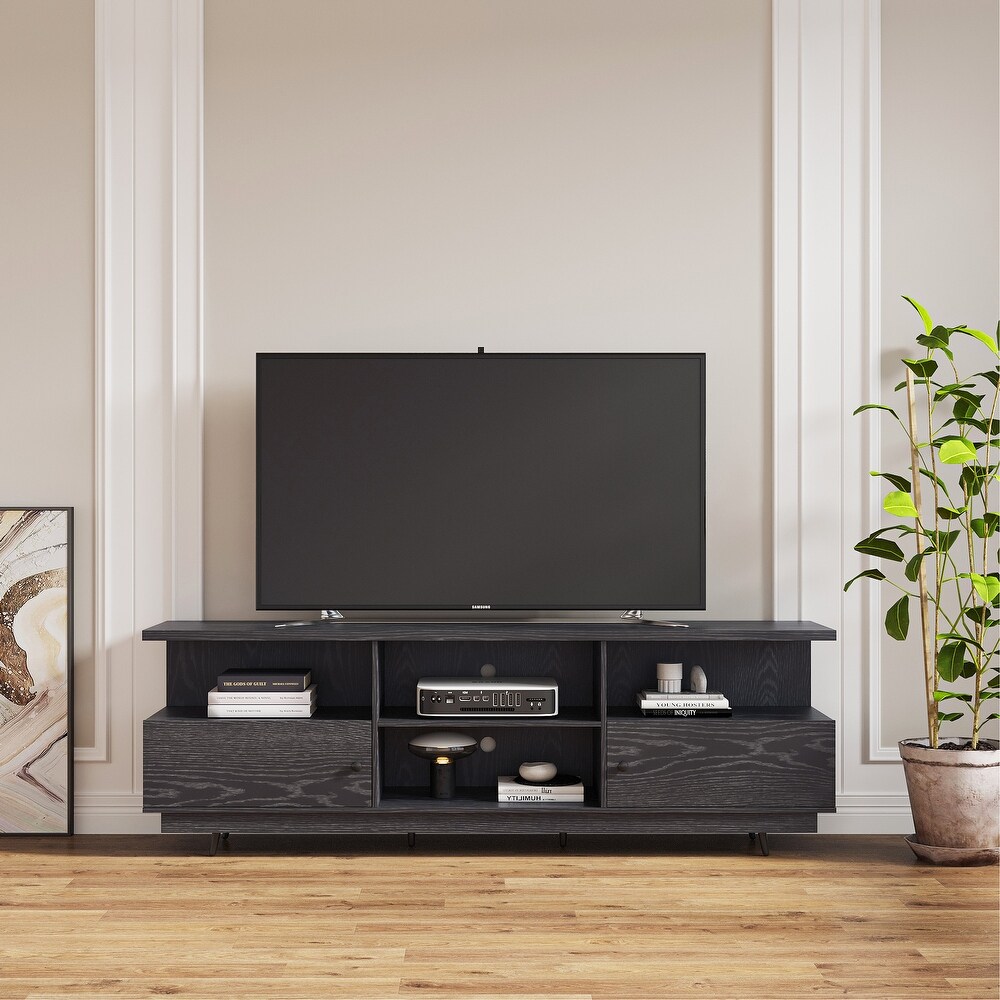 TV Stand Entertainment Centers Console Table with 2 Doors and 4 Open Shelves