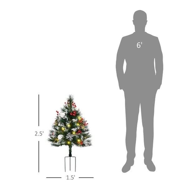 HOMCOM 2 Foot Outdoor PreLit Artificial Christmas Tree Cordless