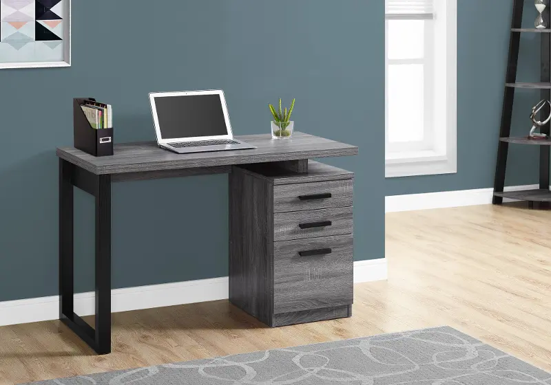 Gray and Black Small Office Desk