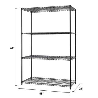 TRINITY Black 4-Tier Steel Wire Shelving Unit (48 in. W x 72 in. H x 24 in. D) TBFPB-0916