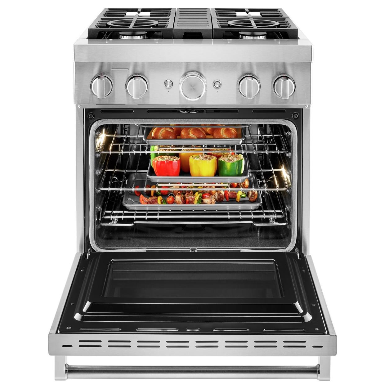 KitchenAid 30-inch Freestanding Dual Fuel Range with Even-Heat�True Convection KFDC500JSS