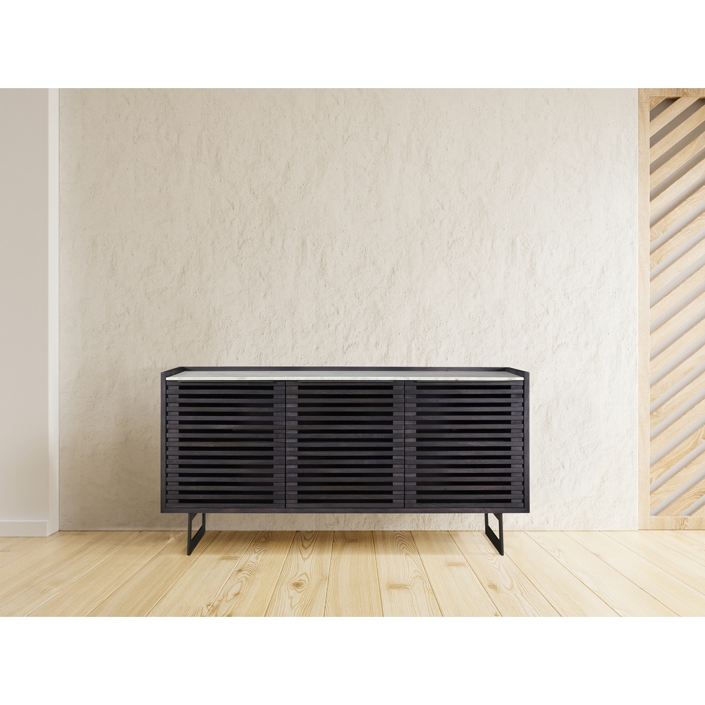 Macari Pia Marble Top Slatted Door Sideboard