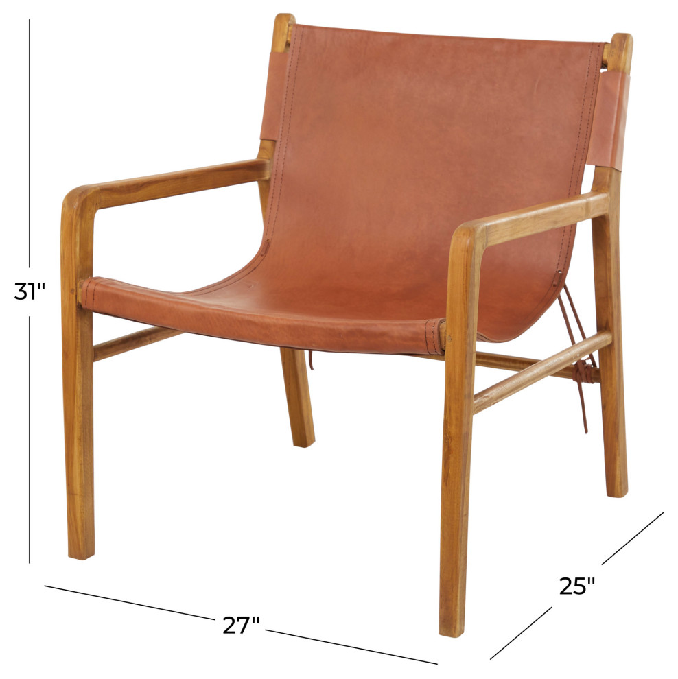 Brown Leather Modern Accent Chair  25 quotx27 quotx31 quot  Midcentury   Armchairs And Accent Chairs   by Brimfield  ampMay  Houzz