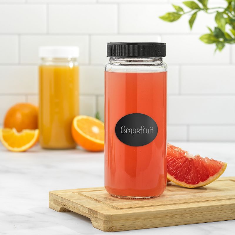 JoyJolt 8-Piece Reusable Glass Juice Bottles with Lids