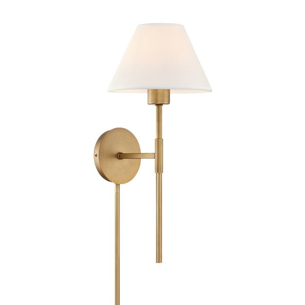 Millie Plugin Wall Sconce Light Fixture Cotton Shade brass Nathan James