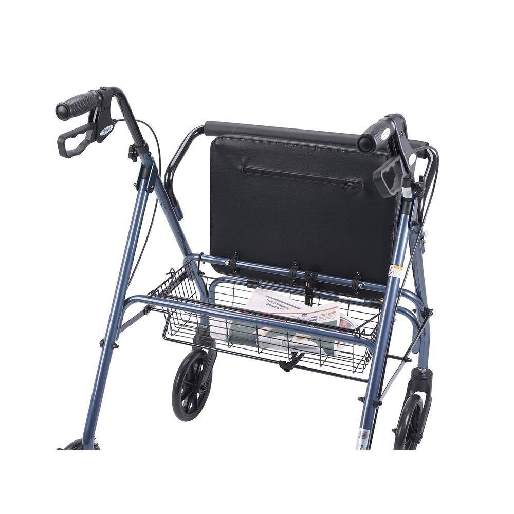 Drive Medical Heavy Duty Bariatric Rollator Rolling Walker with Large Padded Seat Blue 10215BL-1