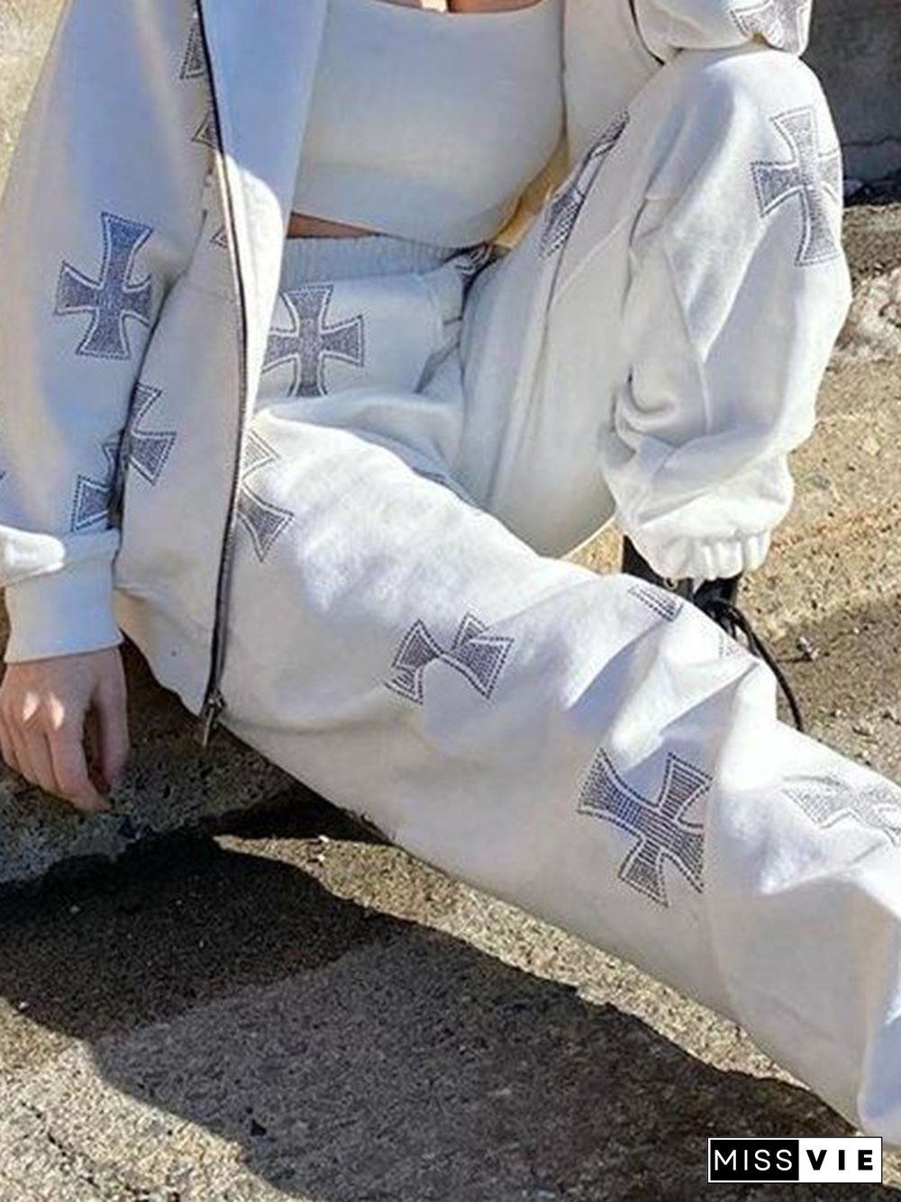 Rhinestone Cross Jogger Pants