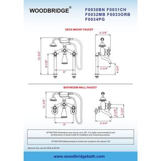 WOODBRIDGE 3-Handle Wall-Mount Adjustable Centers Bathtub Faucet with Handshower and Hose in Polished Gold F1229