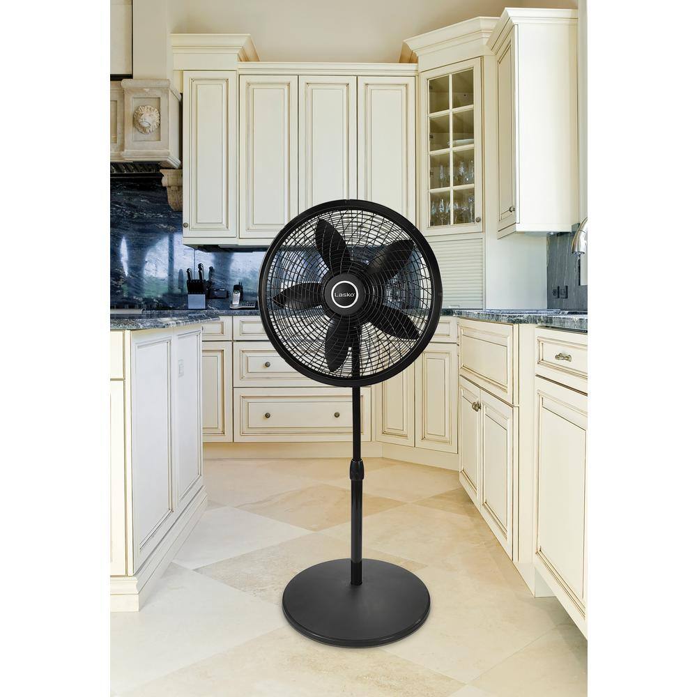 Lasko 18 in. 3 Speeds Cyclone Pedestal Fan in Black with Adjustable Height Oscillating 1823