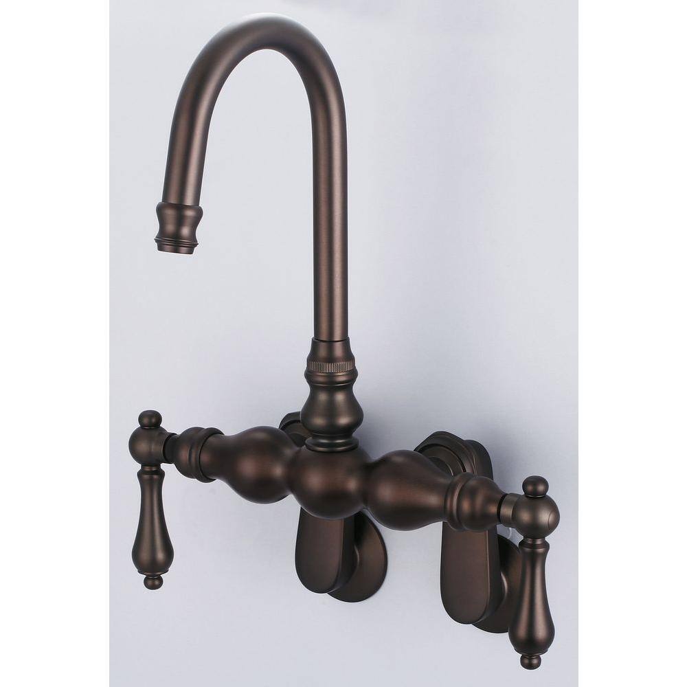 Water Creation 2-Handle Wall Mount Vintage Gooseneck Claw Foot Tub Faucet with Lever Handles in Oil Rubbed Bronze F6-0015-03-AL