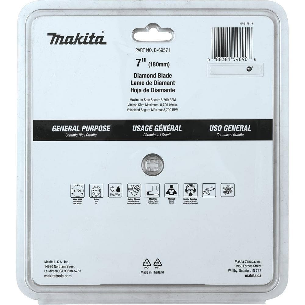 Makita 7 in. Continuous Rim Diamond Blade for General Purpose B-69571