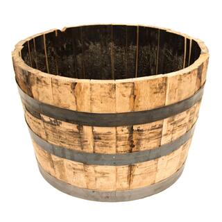 26 in. Dia x 17.5 in. H White Oak Wood Whiskey Barrel B100