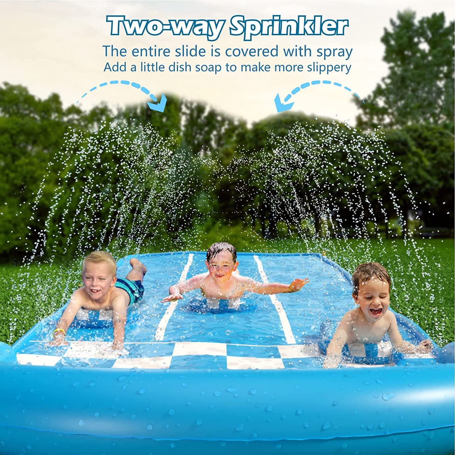 Terra Slip and Slide Porch Toy Water Slide Slip And Slide for Adults & Kids 20ft Extra Long with Sprinkler 3 Bodyboards Garden Games Waterslide Summer Outdoor Splash Water Toys Outside Fun Play