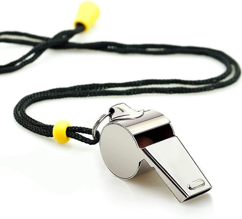 2 Pieces Stainless Steel Sports Whistle With Lanyard