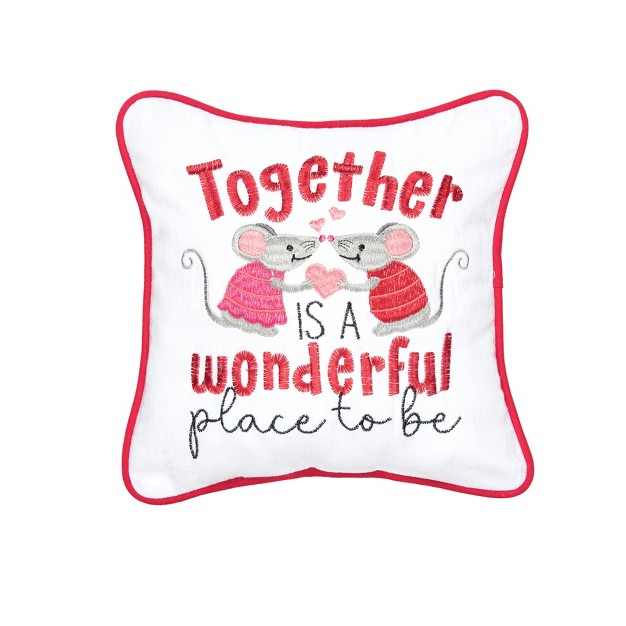 X 10 quot Together Is A Wonderful Place To Be Mouse Valentine x27 s Day Pillow