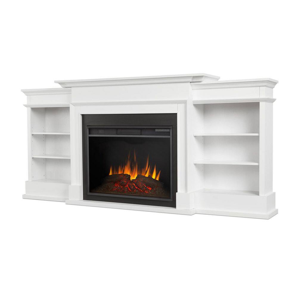 Real Flame Ashton Grand 92 in. Freestanding Electric Fireplace TV Stand in White 7190E-W