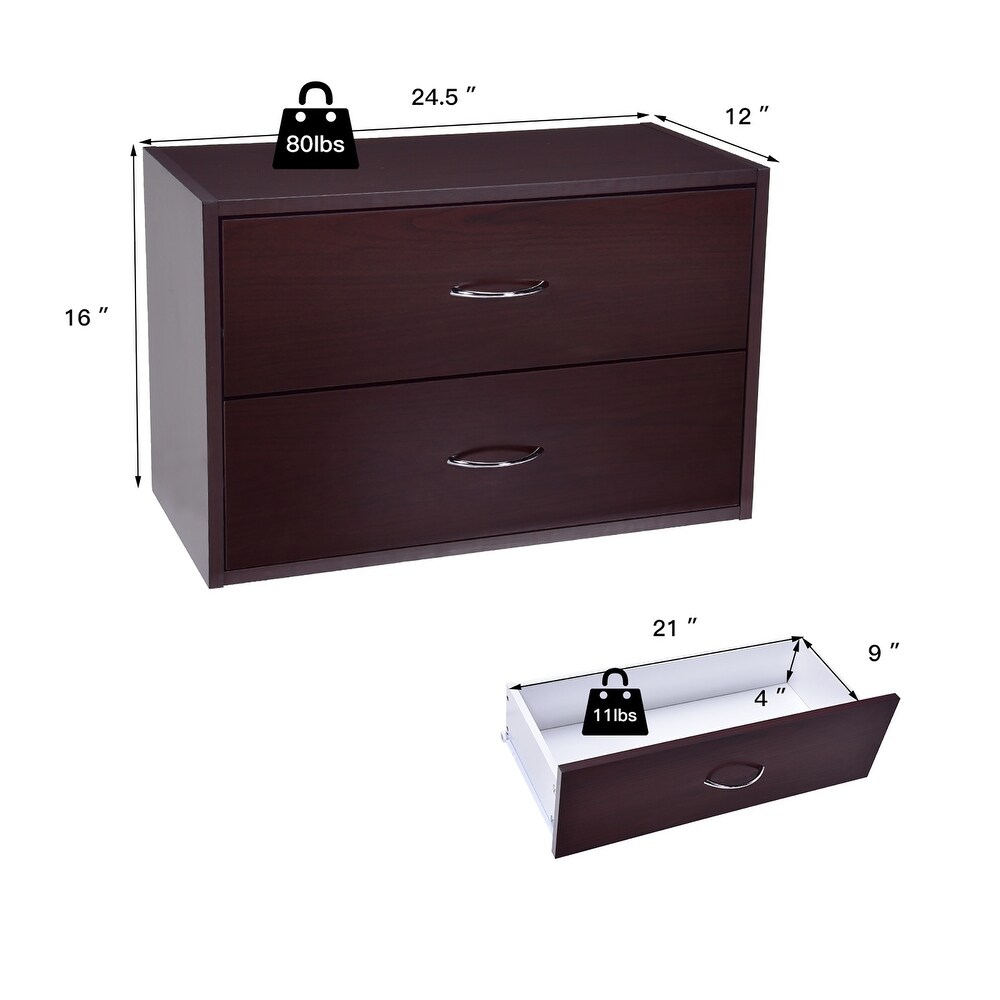 2 Drawer Dresser Stackable Storage Cabinet Multifunctional End Table