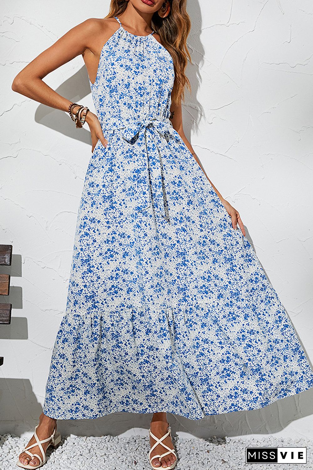 Halter Floral Long Dress Wholesale