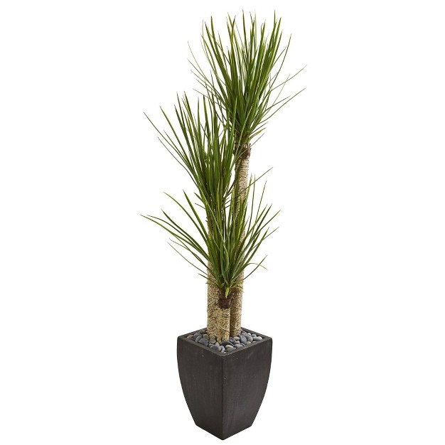 5.2' Artificial Yucca Tree In Planter Green/black - Nearly Natural