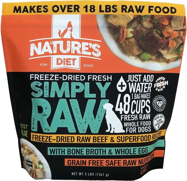 Nature's Diet Fresh Beef Simply Raw Freeze-Dried Dog Food， 3-lb bag