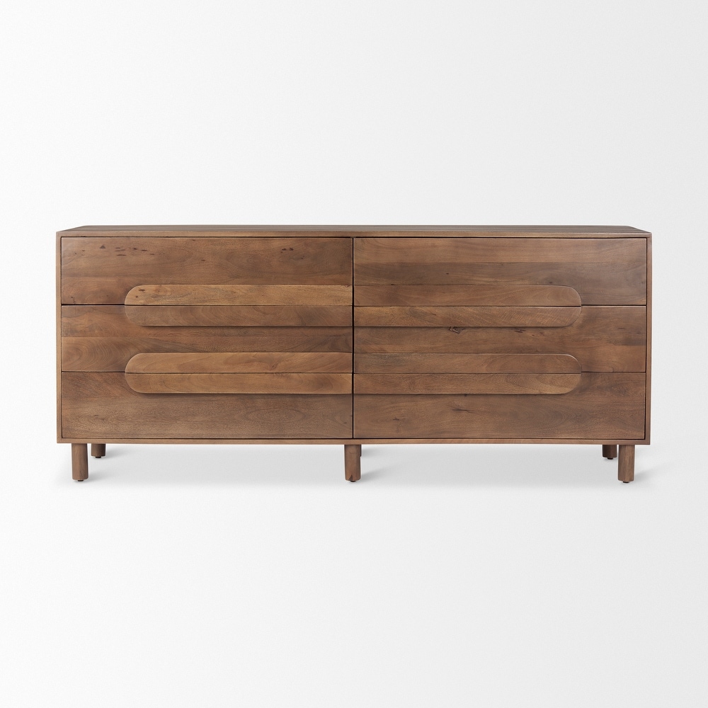 Astrid Medium Brown Solid Mango Wood 6 Drawer Sideboard   74.3L x19.8W x 29.5H