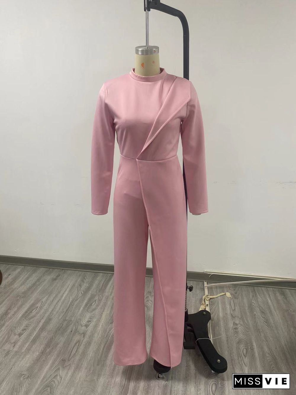 Autumn And Winter Fashion Long Sleeve Round Neck Jumpsuit