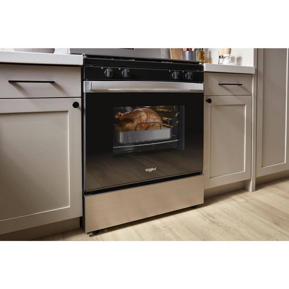 Whirlpool 30 in. 4-Burner Freestanding Gas Range with 2-SpeedHeat Burners in Black WFG515S0MB