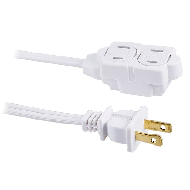 Ge 3 outlet Polarized Indoor Extension Cord With Twist to close Outlet Covers 6 Ft White 51937