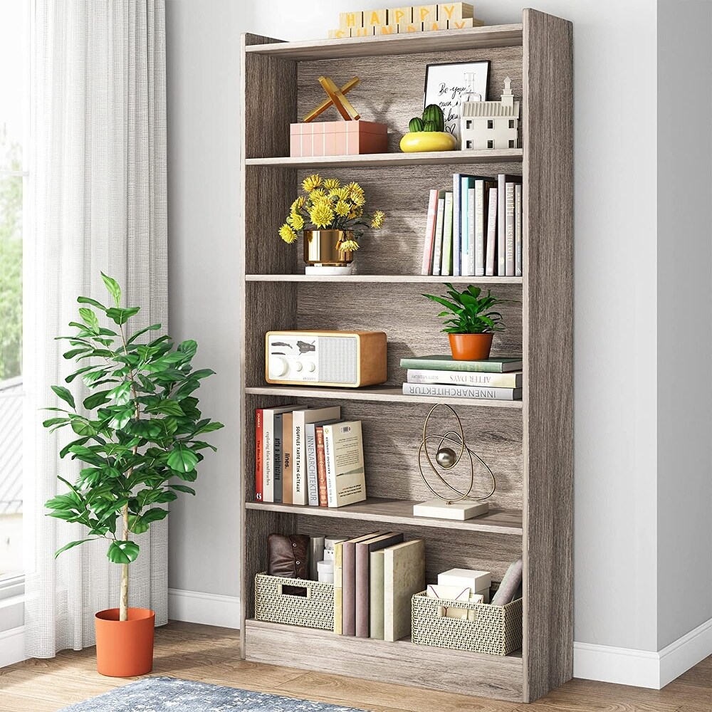 6 Tier Open Bookcase  72 inch Large Tall Bookshelf with Storage Shelve