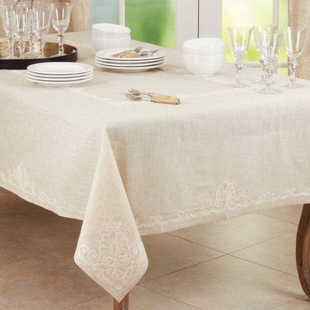 Saro Lifestyle Embroidered Tablecloth With Elegant Design