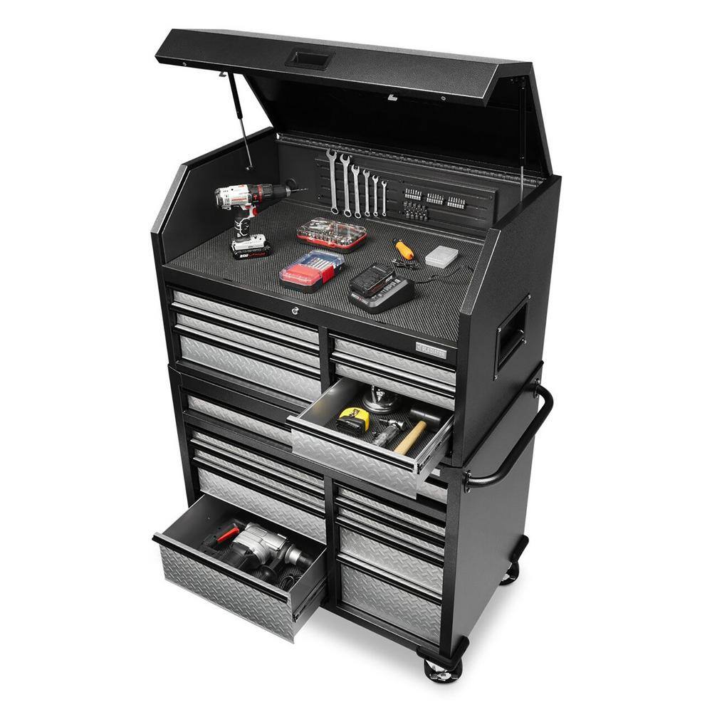 Gladiator 41 in. 15-Drawer Hammered Granite Mobile Tool Chest Combo GATC4115JG