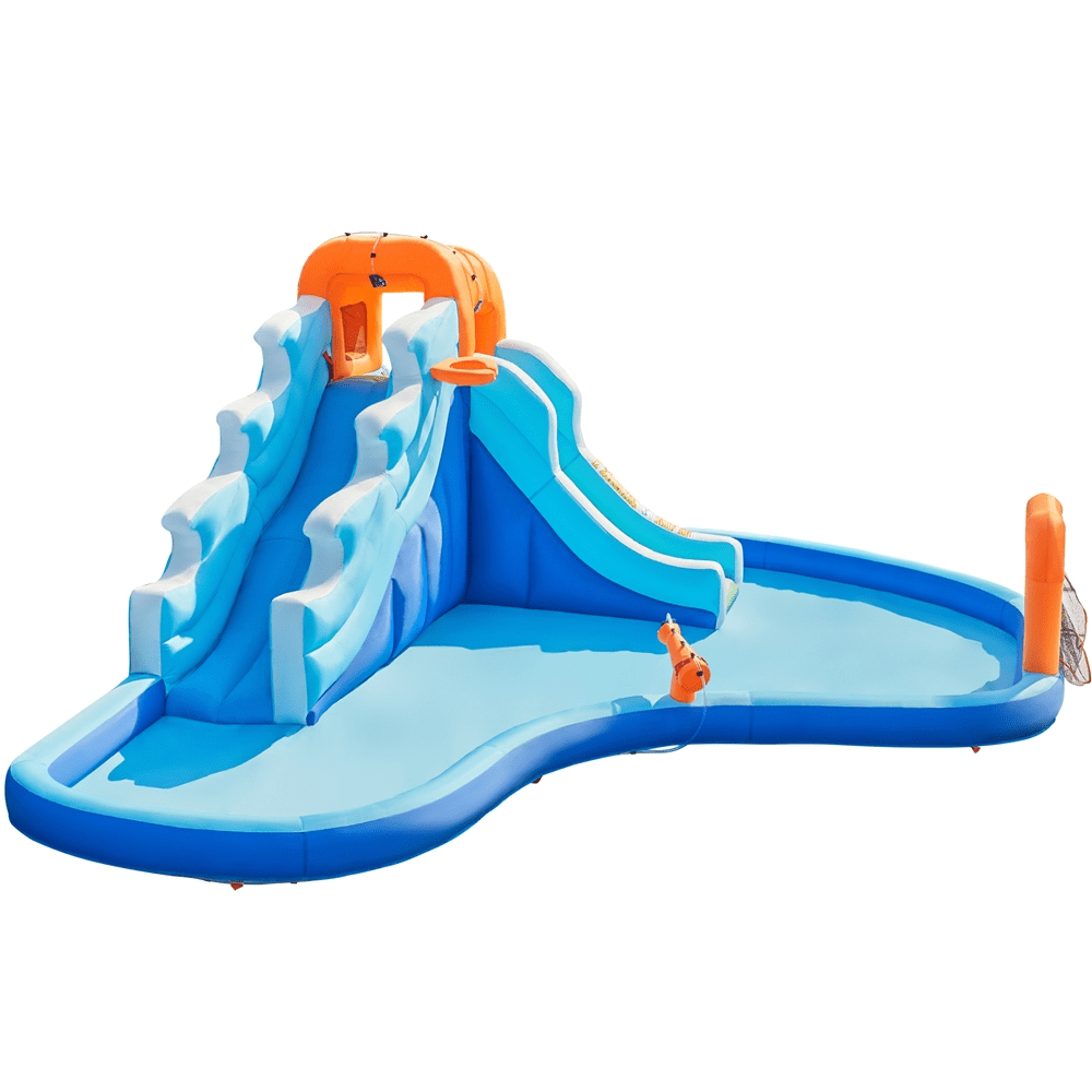 Yaheetech Dual Lane Inflatable Water Slide W/ Storage Bag & 650 W Blower, 20'L x 15'W x 7'H, Blue