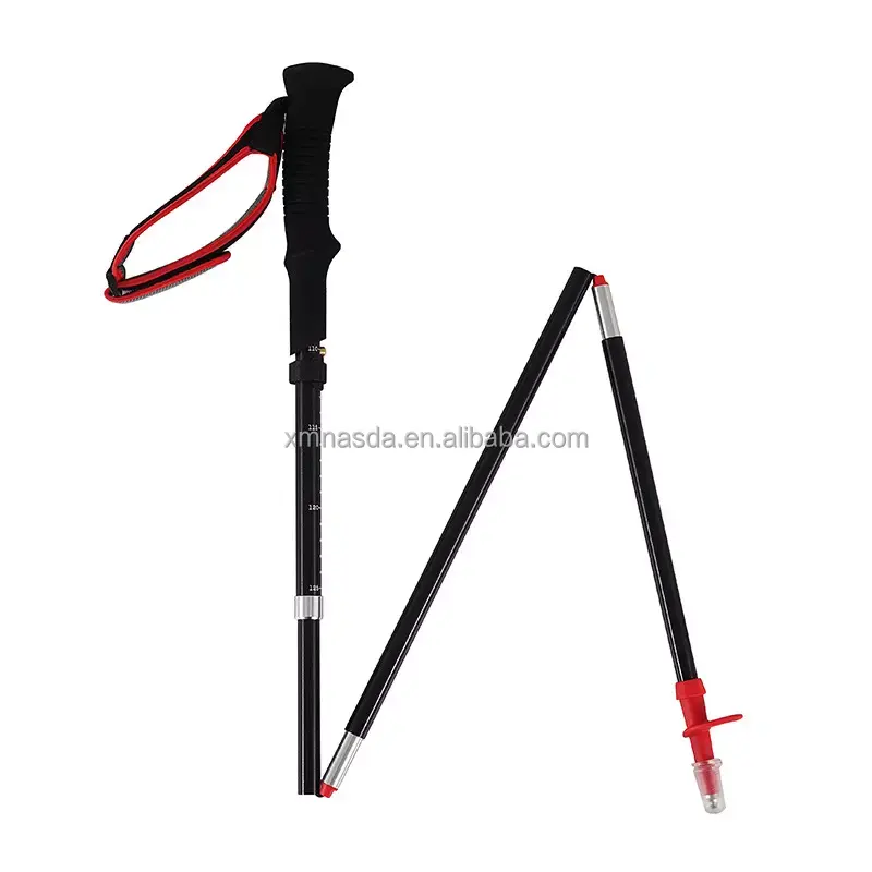 Antique Nordic Aluminium 7075 telescope stick foldable self defense hiking Sticks Trekking Pole